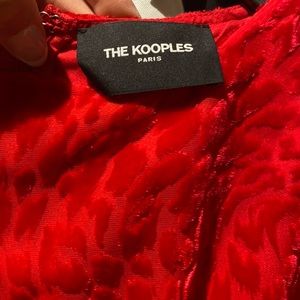 Red leopard velvet puff shoulder draped mini